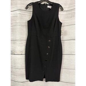 NWT Kasper Black Sleeveless Sheath Dress With Button Detail Size 10P